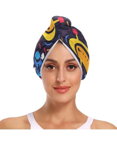 Colorful Skates Hair Towel 2 Pack Super Absorbent Hair Drying Towel Quick Dry Hair Turbans Head Towel with Button Twisty Wrap for Women Girls