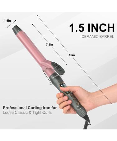 Thirtek 1.5-Inch Ceramic Tourmaline Curling Iron - 15 Temp Settings 450 F Auto Shut-Off Dual Voltage Rose Gold - Perfect for All Hair Types - Buy Online on GoSupps.com