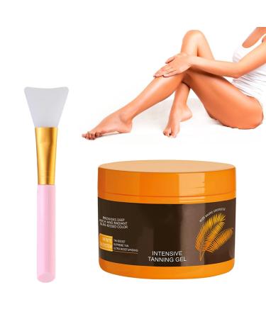 XdealCozyxc 150g Intensive Tanning Gel Natural Tan Enhancer with Coconut Oil and Vitamin A & E Tanning Butter for Sunbeds & Outdoor Sun with Brush