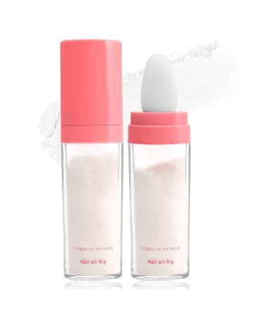 Boobeen Highlighter Powder Makeup  Shimmer Face Brightener Powder with Sponge Head  Glitter Contour Powder for Face Body  Create a Natural Highlighter Look White