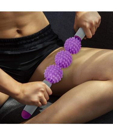 Yoga Stick & Muscle Scooter for Cellulite Relief | Spiky Ball Massage Tool for Back Arms and Legs | Purple Fascia Roller for Muscle Relaxation & Exercise - Buy Online on GoSupps.com