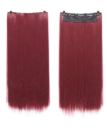 Clips In Hair Extensions Heat-resistant Wigs Long Straight Hair Synthetic Hair Clips On White Hair 24inches #17