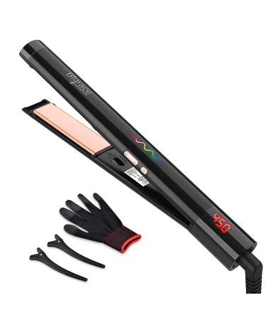 Negative Ion Flat Iron Hair Straightener and Curler 2 in 1 Ceramic Coating Plates with 11 Temps and Dual Voltage for Home & Travel Black