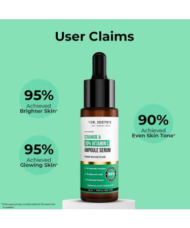 Ceramide & 10% Vitamin C Ampoule Serum. | Reduces Dullness & Dark Spots | Brightens & Repairs Skine. Barrier | For Beginners | 99% Pure Grade Vitamin C | All Skine. Types | 30 ml - Buy Online on GoSupps.com