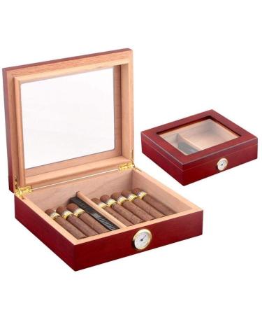 Cigar Boxs Humidors Handmade Cigar Humidor Cecigar Desktop Box with Humidifier and Hygrometer Glass Top for 35 Cigars