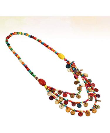 Kesyoo Bohemian Multi-Layer Coconut Pearl Necklace | Colorful Pendant Jewelry for Women | Perfect Summer Party & Hawaii Luau Gift - Buy Online on GoSupps.com