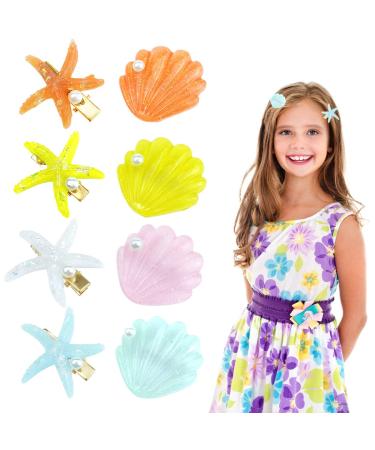 8 PACK Starfish Hair Clip Sea Shell Hair Clips Beach Hair Accessories Mermaid Costume Accessories for Women Girls