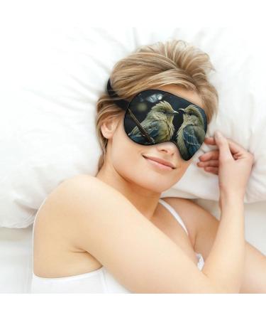 Soft & Comfortable Sleep Mask with Adjustable Strap - Green Leaves & Birdseye Eye Cover for Men & Women | Perfect for Travel & Work - Buy Online on GoSupps.com