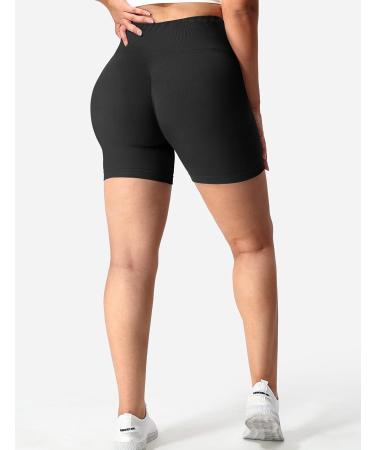 YEOREO Women Seamless High Waisted Scrunch Workout Shorts - Black Medium | Intensify Running, Gym, Yoga Workout - Buy Online on GoSupps.com