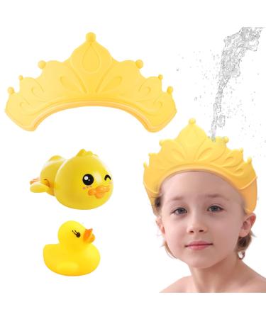 BDSHUNBF shower hood children shampoo protection washing child protection hair washing child protection adjustable shower hoods silicone comes with a pinchable duck and a floating duck (yellow) - Buy Online on GoSupps.com