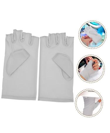 FRCOLOR 1 Pair Nail Gloves Glove for Nail Lamp Fingerless Gloves Led Dry Lamp Gloves Anti Uv Gloves Protective Gloves Manicure Gloves Uv Protection Spandex Riding 17x8.5cm Light Grey - Buy Online on GoSupps.com
