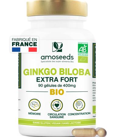 ORGANIC Ginkgo Biloba | Extra Strong 4560mg per day | Cognitive Stimulating Memory Blood Circulation | 90 Vegan Capsules | Top Quality
