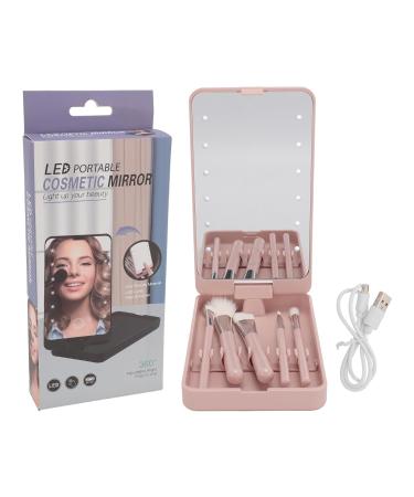 Travel Makeup Brush Set with Case & Mirror | 5pcs LED Illuminated Cosmetic Brushes for Home Use - Global Shipping Available - Buy Online on GoSupps.com