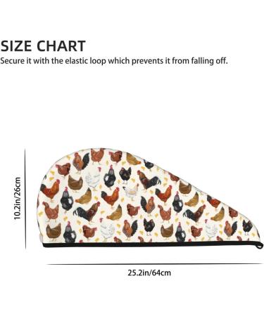 Hair Towel Wrap for Quick Drying - Button Towel Turban & Head Towel | Roosters & Chickens Design - Perfect for All Hair Types - Buy Online on GoSupps.com