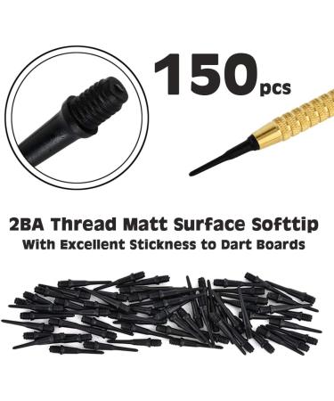 ONE80 Matt Black Soft Tip Dart Point 2BA Thread + 6 Pcs Replacement Points & 150 Extra Thick Flight Set - Buy Online on GoSupps.com