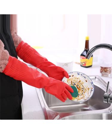 YIOIY Waterproof Kitchen Cleaning Gloves - Oil-Resistant Rubber Glove (Red, Medium) - Buy Online on GoSupps.com
