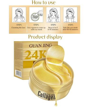 24K Gold Eye Mask - 60 pcs Korean Collagen Under Eye Patches | Reduce Puffy Eyes, Dark Circles & Wrinkles | Anti-Aging Eye Treatment - Buy Online on GoSupps.com