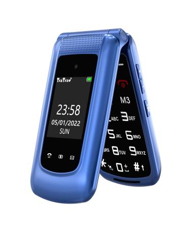 Senior Mobile Phone Simple for Elderly Basic Cell Phone with Large Buttons Flip Phone Unlocked Senior Mobile Phone with 2.4" Color Display | SOS Button | FM Radio | Torch |1000mAh Battery (Blue)
