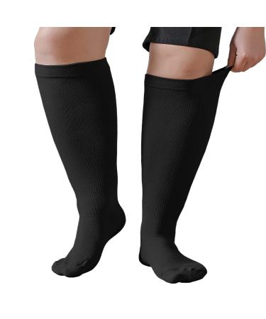 Plus Size Compression Sock For Men and Women: Graduated Compression Stockings for Support Flight Travel Running Pregnancy Sports Edema Nurses Athletic 20-30 mmHg 1Pairs Black XXL - Buy Online on GoSupps.com