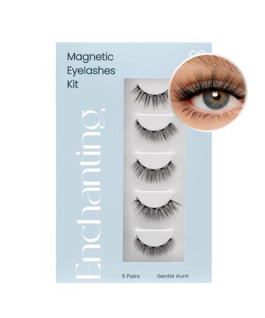Cashmeren Magnetic Eyelashes Kit DIY Individual Lashes At Home Lash Extensions Lightweight for Natural Lashes Eyelash Extension Kit with Eyeliner and Tweezers 5 Pairs Gentle Aura