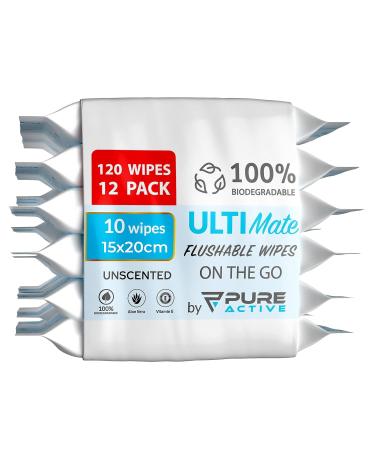 Moist toilet paper 120 pieces 15x20cm wet towels alcohol -free wet wipes biodegradable enriched with aloe vera and vitamin E 15x20 cm flusable toilet wipes Flushable 120 pieces (1 Pack)