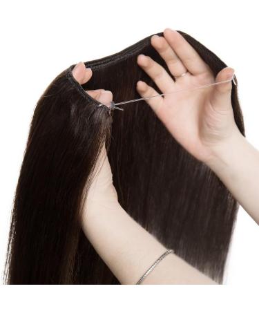 16" One Piece Hair Extension Human Hair No Clip in 100% Remy Invisible Secret Wire Hair Extensions Headband Real Hair Pieces for Women Straight (60g #2 Dark Brown) 16 Inch #2 Dark Brown - Buy Online on GoSupps.com