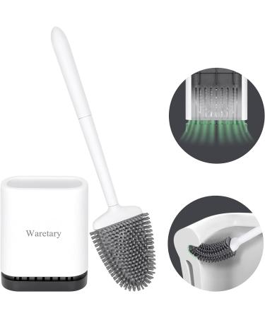 Waretary Toilet Cleaning Brush and Holder Set - Silicone Bristles, Quick-Drying Wall-Mounted Base - White Snow White - Buy Online on GoSupps.com