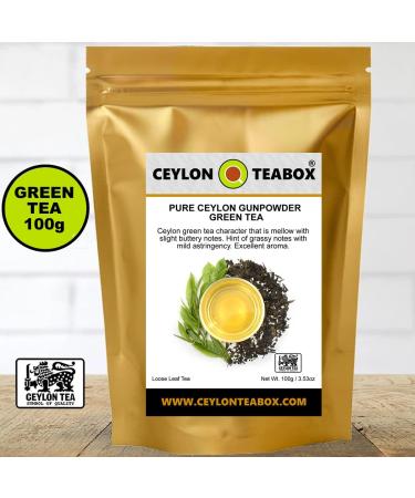 Ceylon Teabox Green Tea Gunpowder Loose Leaf - 100g Resealable Pouch - Buy Online on GoSupps.com