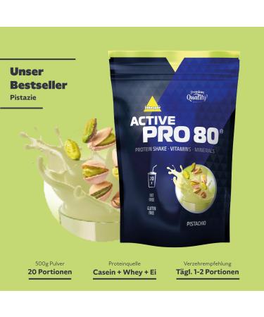 Inkospor Active Pro 80 Protein Shake - Pistachio Flavor 500g Bag | High Protein Low Carb International Shipping - Buy Online on GoSupps.com