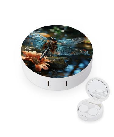 Contact Lens Case Dragonfly Flying on The Pond Print Plastic Contact Lens Case contact Lens Care Box ontact Lens Travel Box