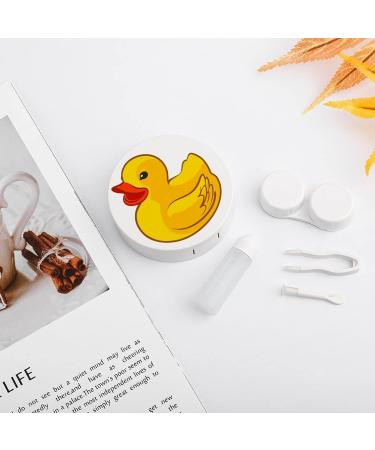Yellow Duck Round Case For Contact Lens Kit Storage Box with Mirror Printed - Buy Online on GoSupps.com