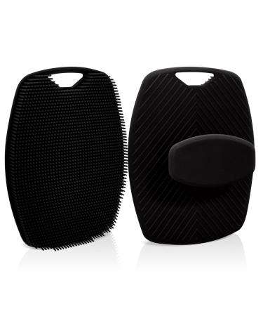Silicone Body Scrubber Premium Silicone Shower Scrubber for Nourishing Cleaning & Exfoliating Your Skin Lather Boosting Bristles with Ergonomic No-Slip Handle Body Exfoliator for Men and Women Body Scrubber-black
