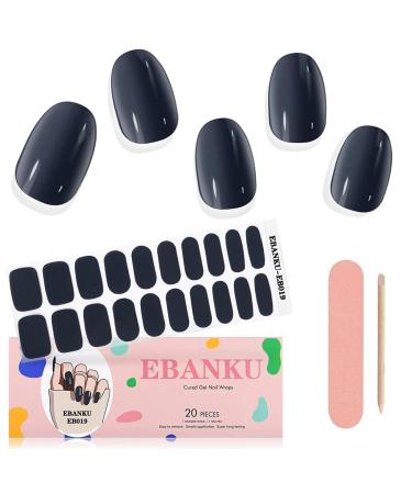 Ebanku 20pcs uv gel nail film navy blue nail film self -adhesive uv gel wraps nail sticker nail foil uv hardening with nail file and stick for women girls nail decoration