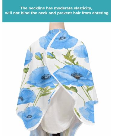 Floral Blue Barber Cape - Adjustable Hair Cutting Cape for All Ages | Watercolor Green Leaf Design | 55x63 Inch Hairdressing Accessory - Buy Online on GoSupps.com