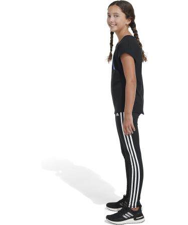 adidas Girls' Big Short Sleeve Essential Tee - Medium Black with Multicolor | Size 23 - Buy Online on GoSupps.com