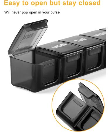 TookMag Extra Large 7-Day Pill Organizer - XL Weekly Pill Box for Vitamins & Supplements - Black - Buy Online on GoSupps.com