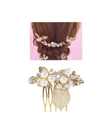 8 Pack Large Gold Crystal Pearl Rhinestone Hair Combs - Bridal Wedding Accessories - Buy Online on GoSupps.com