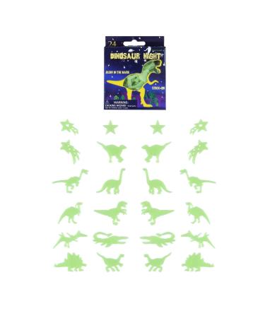 24 3D Glow in the Dark Magical Dinosaurs and Stars Florescent Wall Decals Decor Stickers for Sensory Nursery Baby Kids Children Bedroom Living Room Decoration (24 Dinosaurs & Stars)