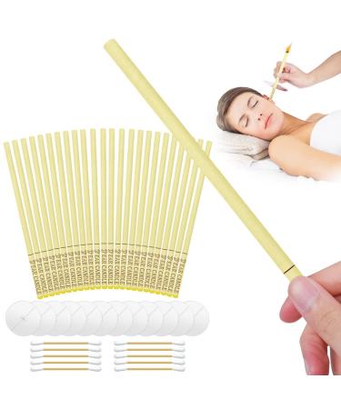 ACWOO Ear Candles 24Pcs Natural Beeswax Ear Candles 100% Non-Toxic Cylinders Fragrance Hollow Candles Ear Wax Remover Candle Kit for Blocked Ears (Beige-24P) Beige-24pcs