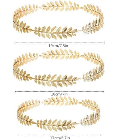Minleer 3 Pack Roman Laurel Leaf Crown Tiara Greek Goddess Headband - Halloween Costume Accessories for Girls Women - Gold Leaf Head Wreath - Buy Online on GoSupps.com