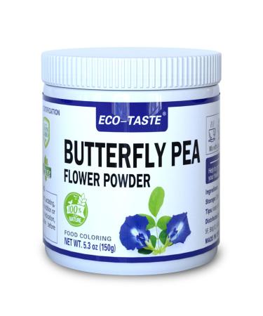 Natural Butterfly Pea Flower Powder 5.3oz (150g), 100% Pure Powder for Tea, Smoothie, Ice Cream, Food
