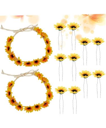 Angoily 4 Sets Hair Barrettes Hair Clip Tiara Sunflower Headband Headress Headgear Seaside Wreath Beach 1 count (Pack of 1) Yellowx2pcs - Buy Online on GoSupps.com