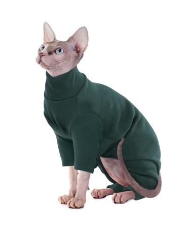 Hjyokuso sphynx cats clothing cat sweater breathable soft sweater for cats cat mantle warm catwear with four legs cat shirt for sphynx cornish rex devon rex Peterbald XL green