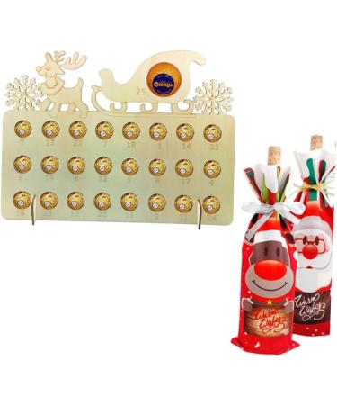Zerodeko 1pc Xmas Calendar Wooden Plaque Calendar Christmas Advent Calendar Ornaments Chocolate - Buy Online on GoSupps.com