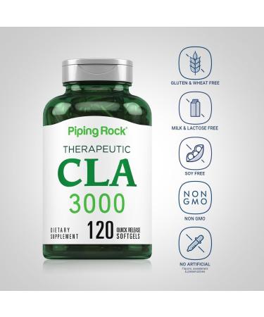 Piping Rock CLA Supplements | 3000mg | Conjugated Linoleic Acid | 120 Softgels | Non-GMO Gluten Free - Buy Online on GoSupps.com