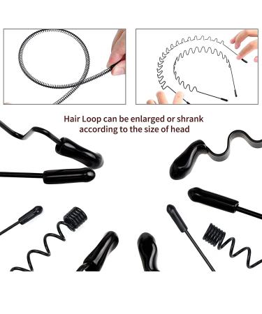 90s Style Metal Headbands for Men and Women - Pack of 6 | Non-Slip Black Hair Hoop for Wavy Hair | Unisex Elastic Comb Headband - Buy Online on GoSupps.com