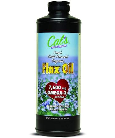 Cal's Flax Oil, Organic Pure Essential, Unrefined Cold-Pressed Flaxseed Oil, 32oz 32 Fl Oz (Pack of 1)