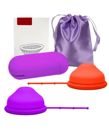 IxyHKB menstrual disc 2 pieces of menstruation cup made of silicone soft menstrual cup exhaustive menstrual disk for normal or heavy bleeding (small+large)