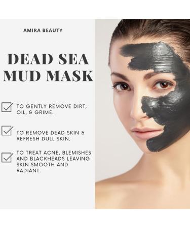 Amira Beauty Dead Sea Mud Mask - Pore Reducing Acne & Blackhead Treatment for All Skin Types - 11 OZ - Buy Online on GoSupps.com