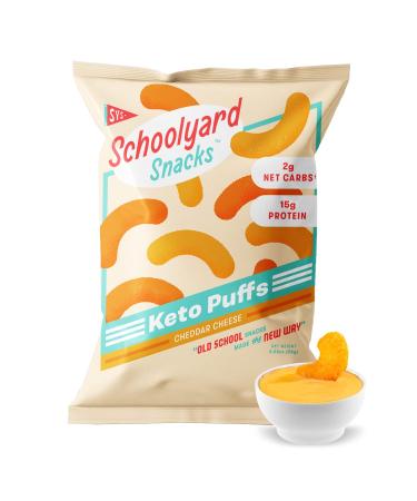 Schoolyard Snacks Low Carb Keto Cheese Puffs | High Protein Cheddar Cheese Puff Snacks | 12 Individual Bags | 100 Calories | All Natural Gluten & Grain-Free Healthy Keto Chips